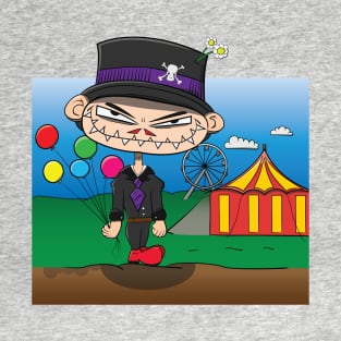 Scary Circus Clown with Balloons Cartoon T-Shirt